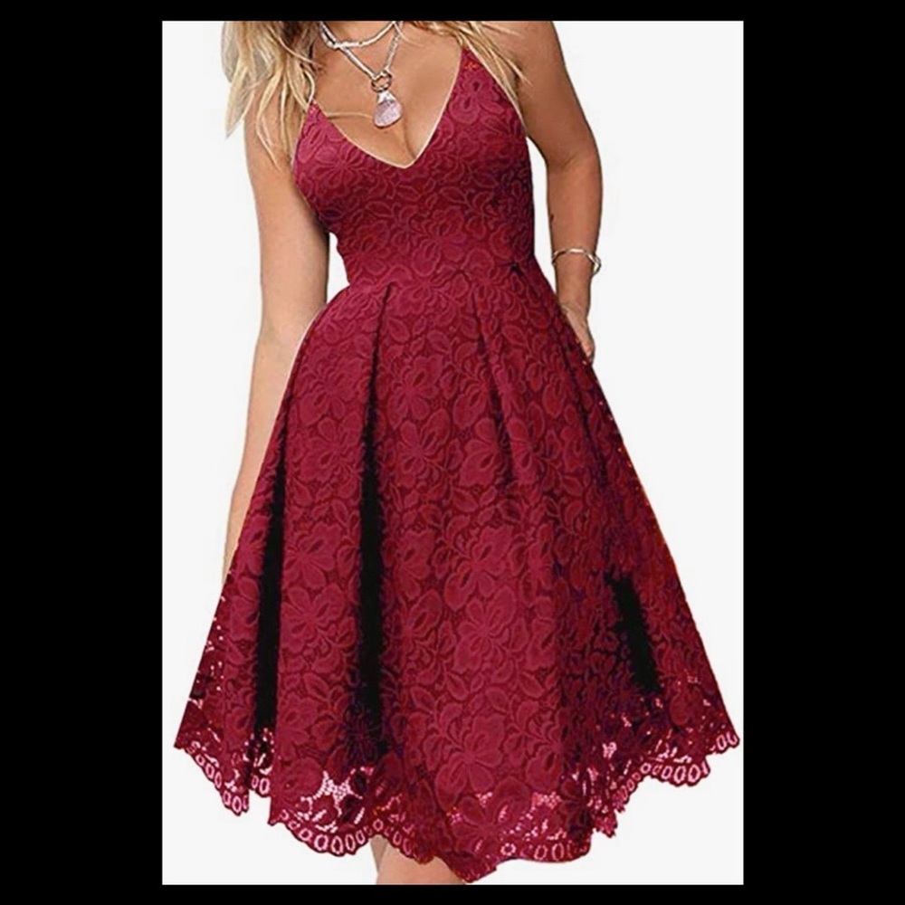 Cross back lace dress